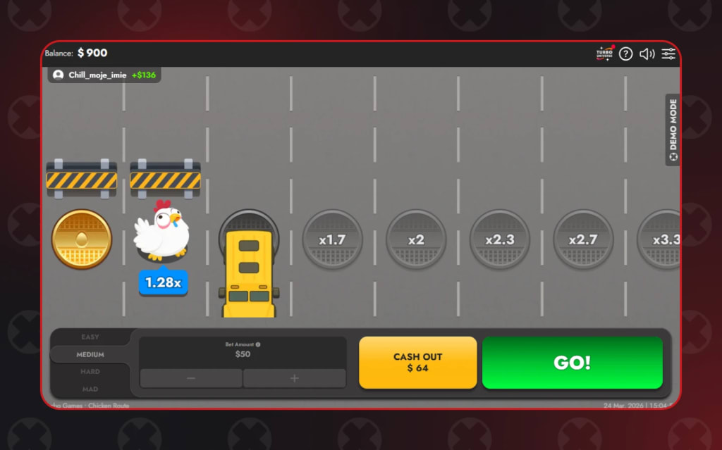 Chicken crash game by Spribe - chicken crossing road multiplier game