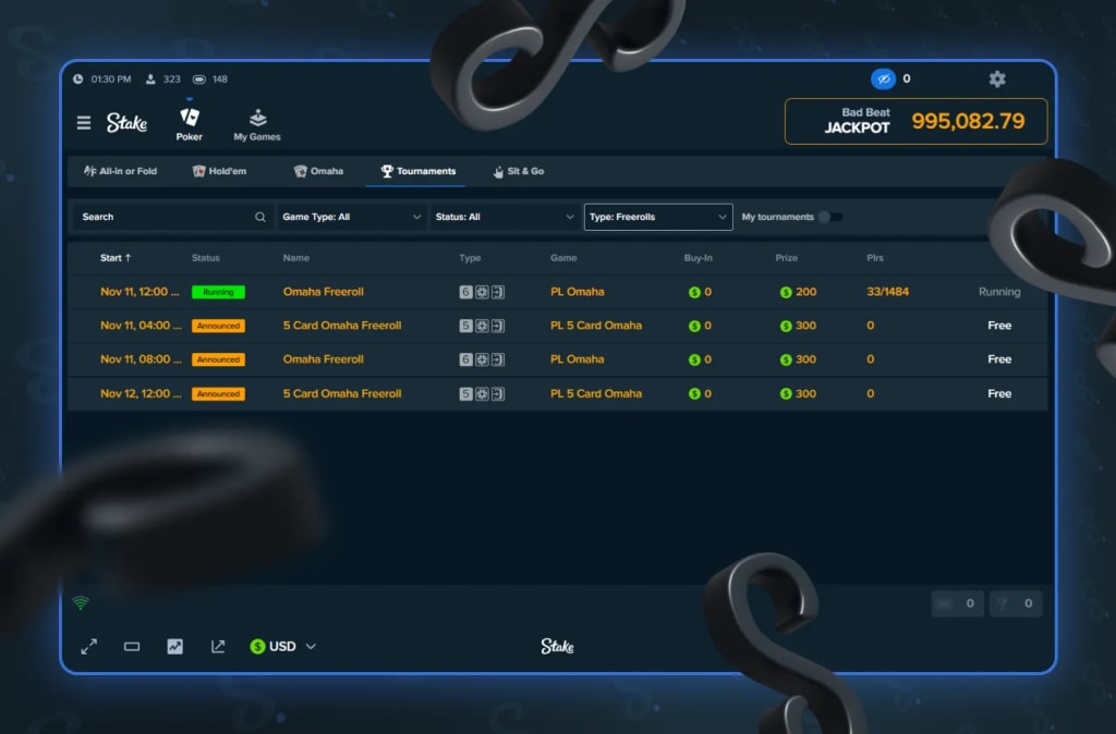 Freeroll Poker Tournaments - Stake Poker