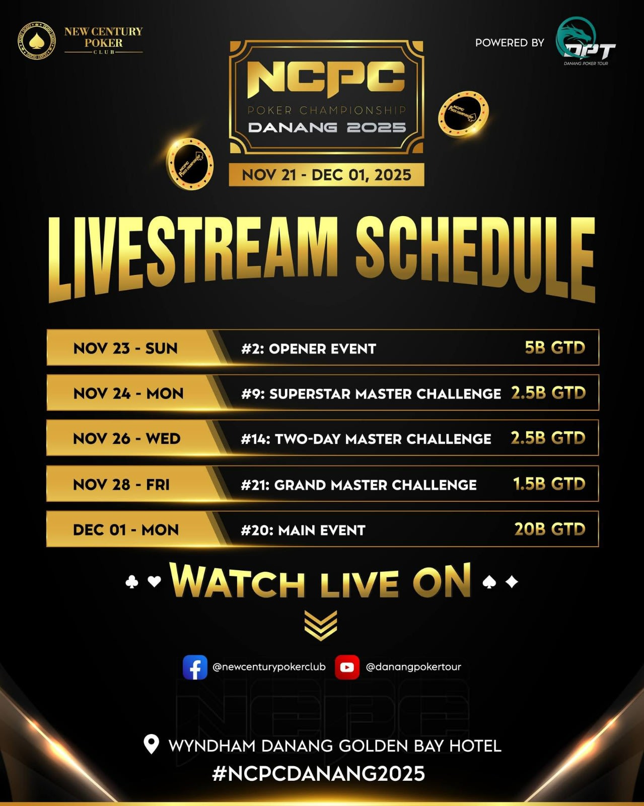 NCPC Poker Championship Livestream Schedule