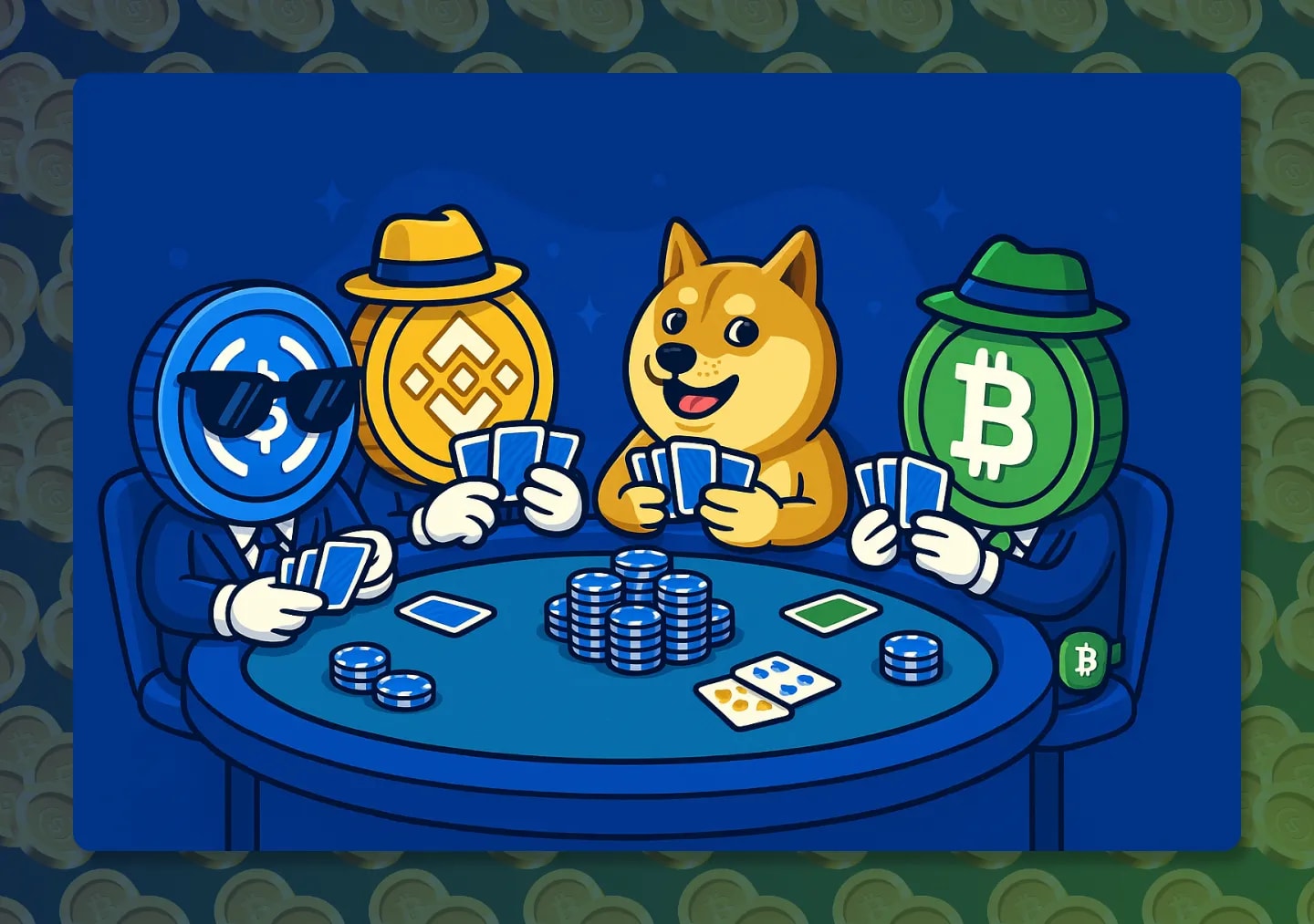 USD Coin, Binance Coin, Dogecoin, and Bitcoin Cash - Poker Game