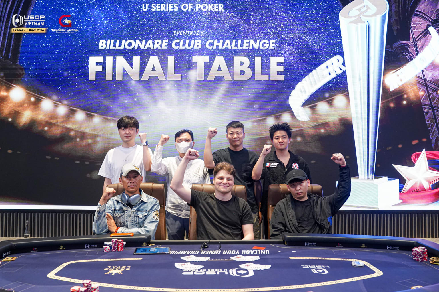USOP Vietnam 2026: Peng Chen Phá "Dớp" Á Quân, Hốt Trọn Hơn 2B Tại Billionaire Club Challenge Bằng Cú Straight Flush Kinh Điển 2 Toàn cảnh bàn chung kết của sự kiện đắt đỏ nhất USOP Vietnam 2026