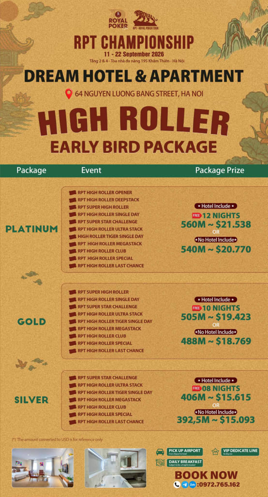 RPT Championship IV High Roller Early Bird packages