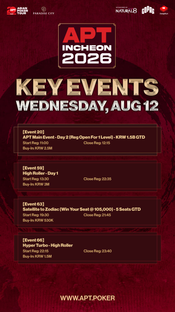 APT Incheon 2026 key events August 12