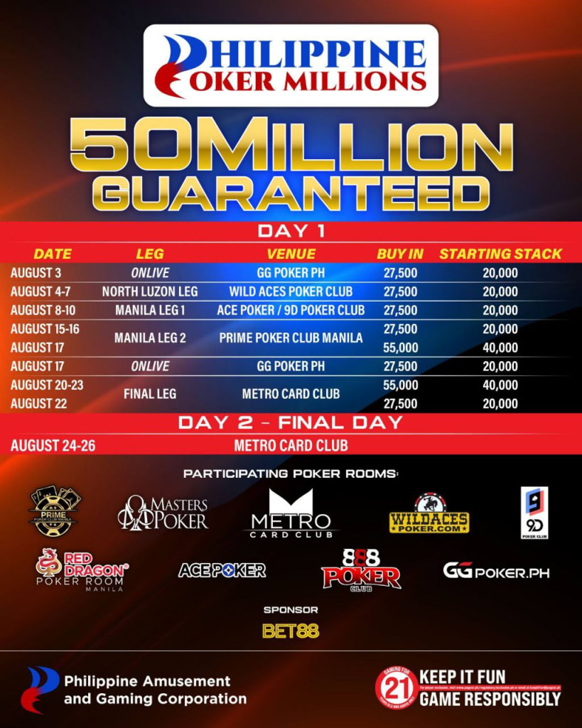 Philippine Poker Millions schedule