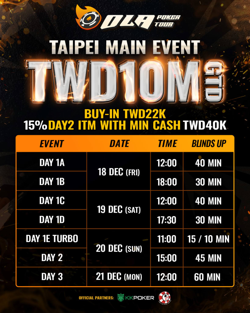Ola Poker Tour Main Event Schedule
