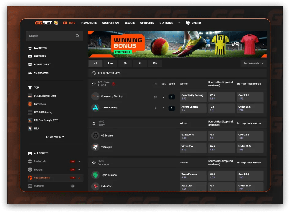 GGBet - Pre-match and live betting on eSports