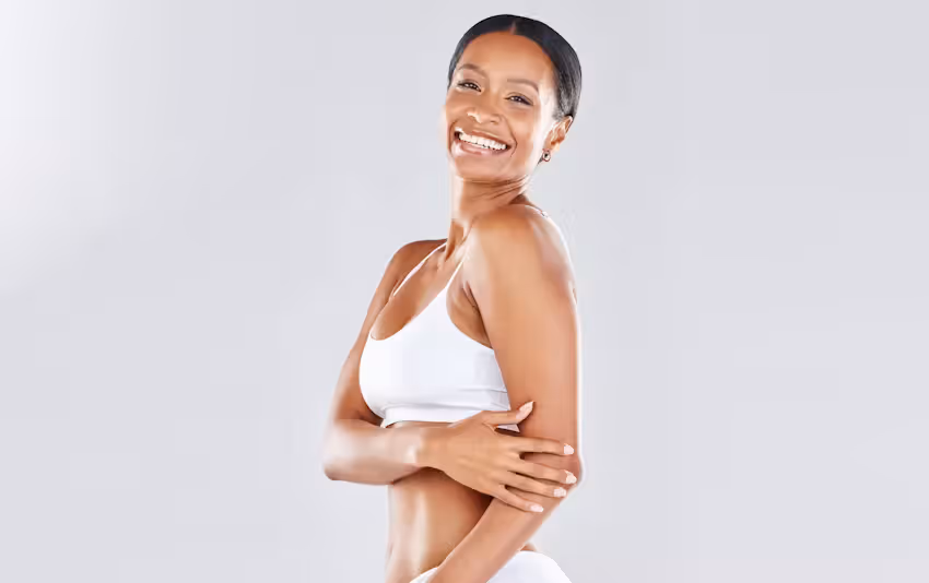 woman in white bikini smiling