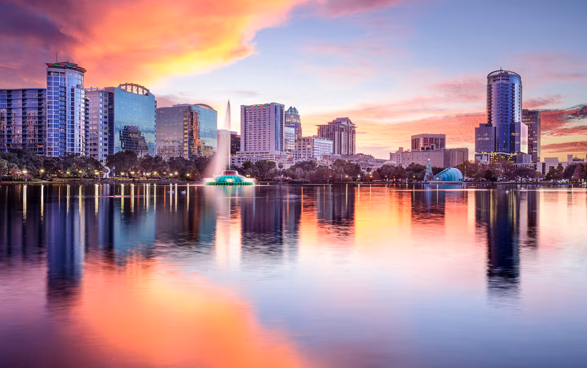 orlando skyline seen from the water