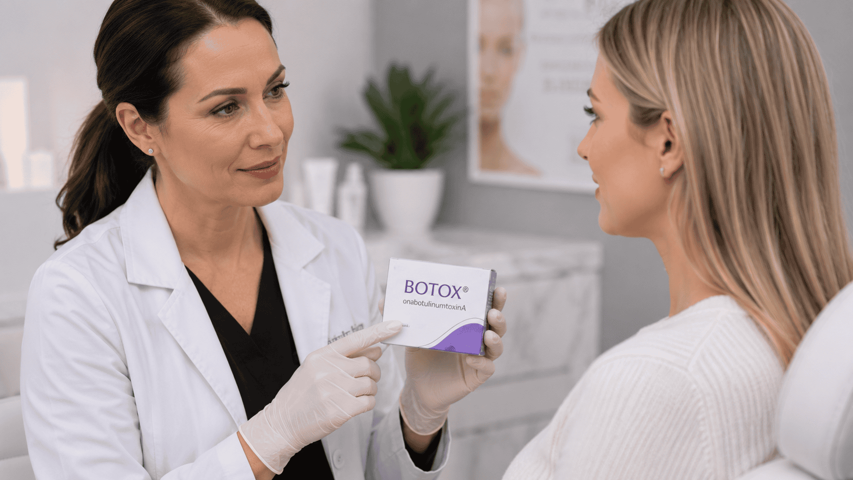 Is BOTOX safe - aesthetician doing a BOTOX consult with female patient
