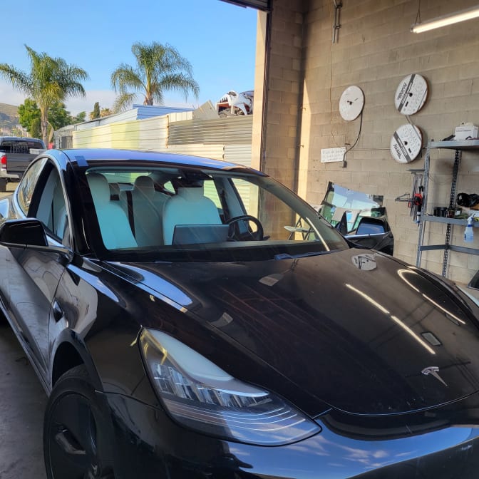 2017 Tesla Model 3 with a newly replaced windshield by State Auto Glass, ideal for customers seeking Tesla windshield replacement services.