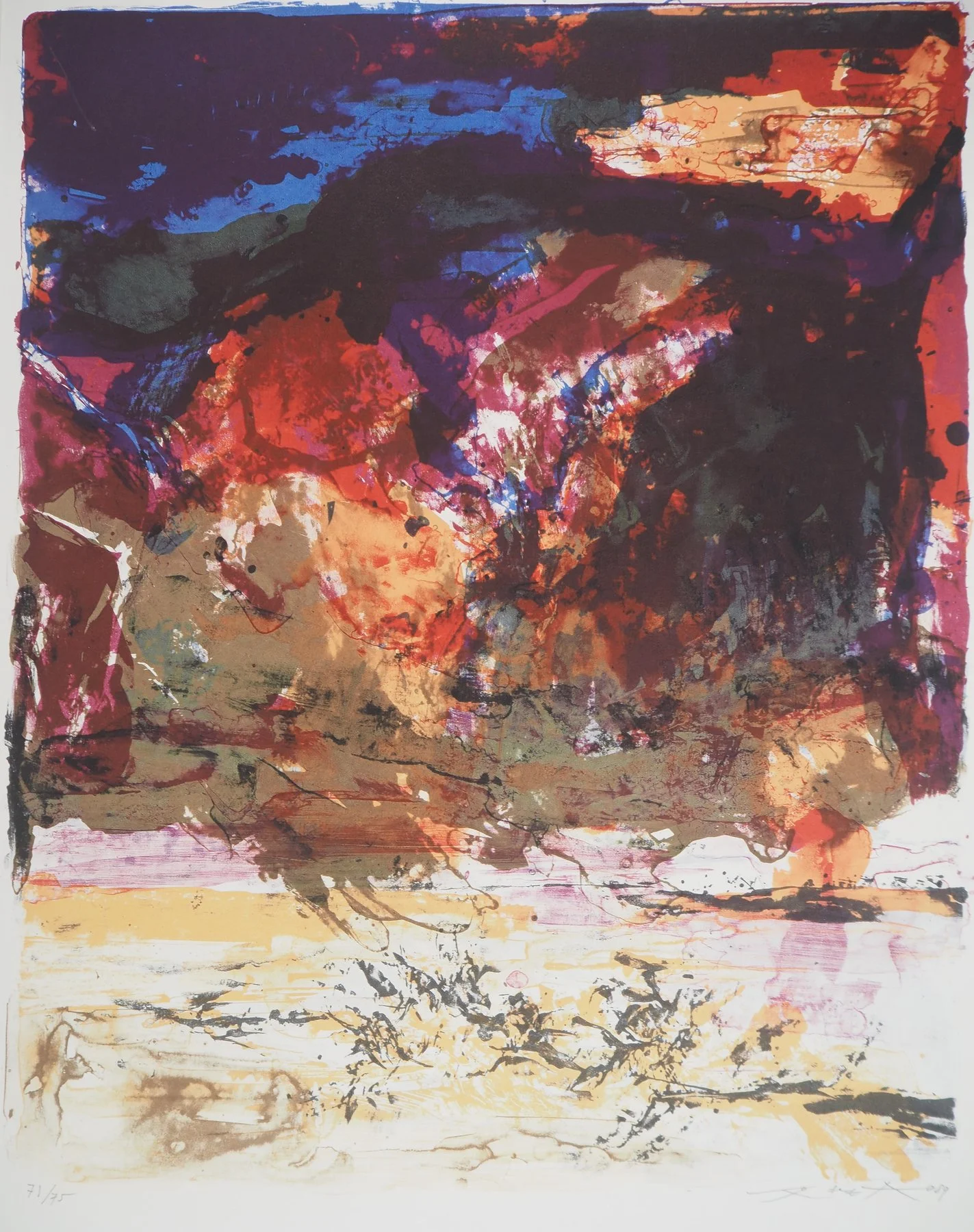 Paysage abstrait en bleu et rouge (1989) view 5