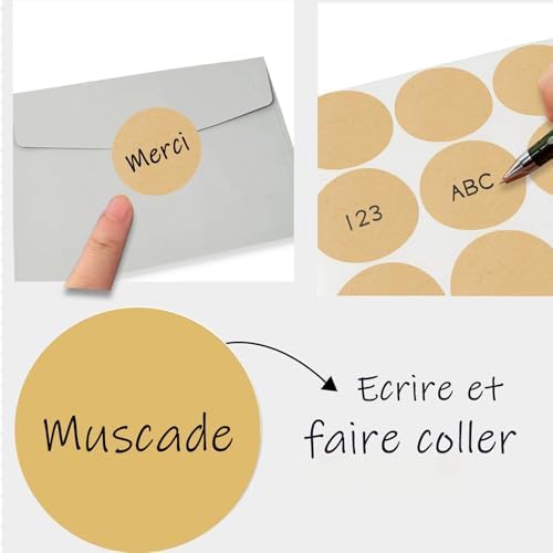Vue 2 de Etiquettes Kraft Rondes Autocollantes