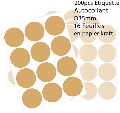 Vue 3 de Etiquettes Kraft Rondes Autocollantes