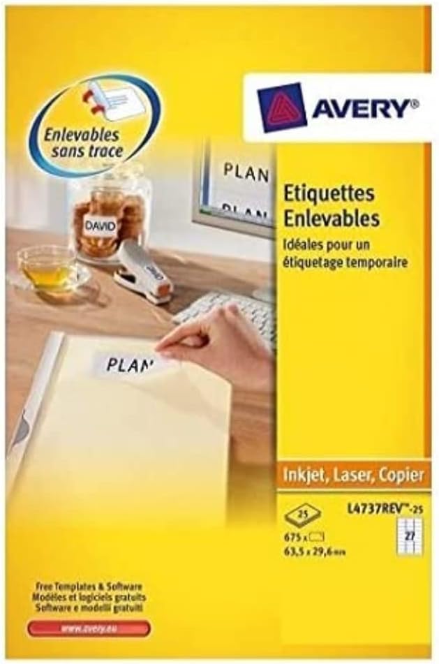 Avery Etiquettes Amovibles Blanches