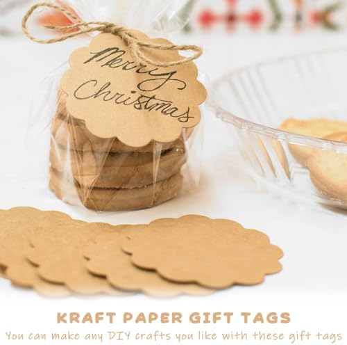 Vue 3 de Pcs Etiquettes Kraft Etiquettes