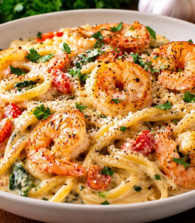 Creamy shrimp pasta