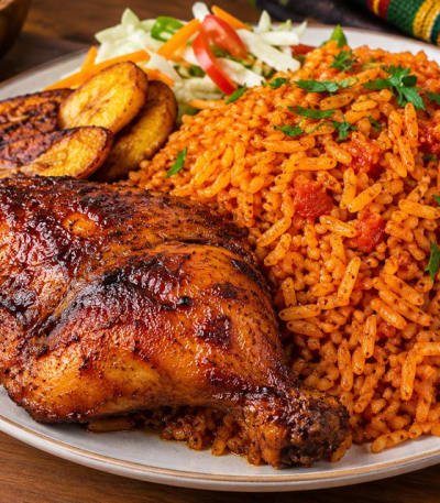Jollof and grilled chicken