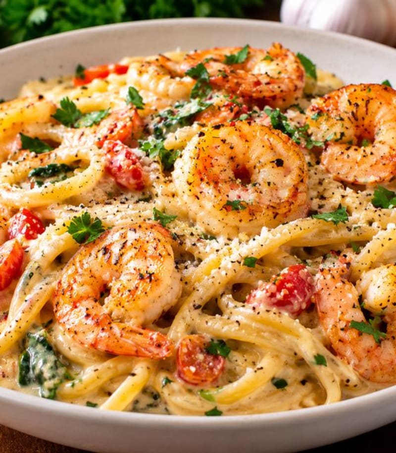 Creamy shrimp pasta