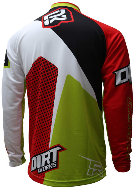 Jersey Sepeda Dirtworks N-Duro Abu-abu Hitam Merah 