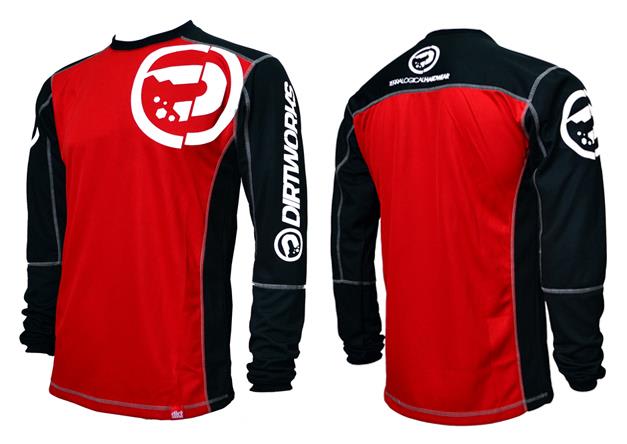 dirtpilot merah  hitam  full Jersey Baju  Celana Sepeda Gowes