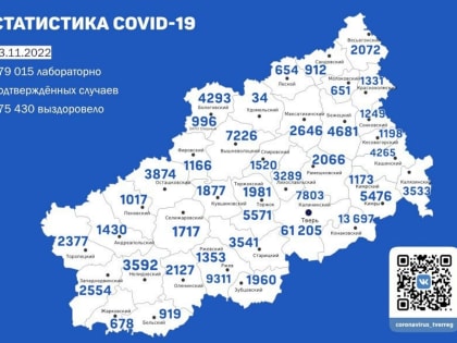 В Твери +8 зараженных. Карта коронавируса в Тверской области за 23 ноября 2022 года