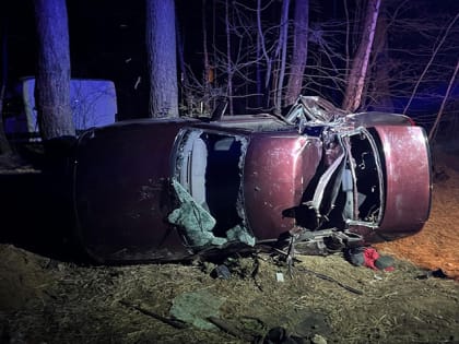 «Приора» на повороте в районе кимрского лагеря «Дружба» «улетела» в кювет