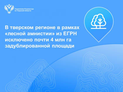 В тверском регионе в рамках «лесной амнистии» из ЕГРН исключено почти 4 млн га задублированной площади