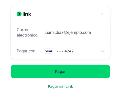 Checkout con tarjeta y Link (tecnología de Stripe)