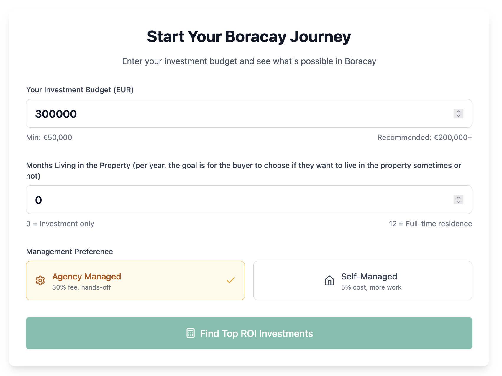 Investment calculator screenshot