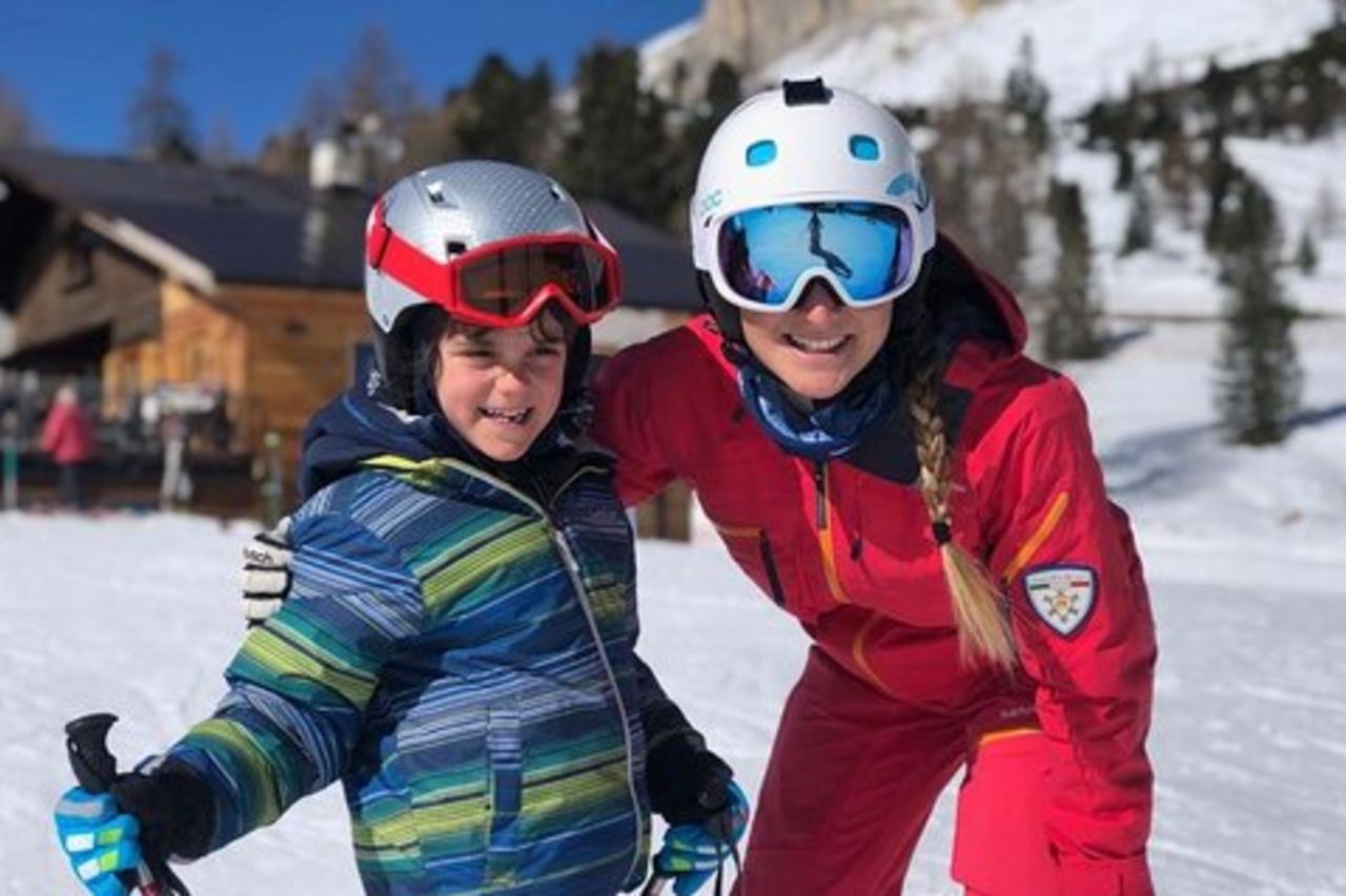 Corso di sci per bambini a Cortina d'Ampezzo, Italia