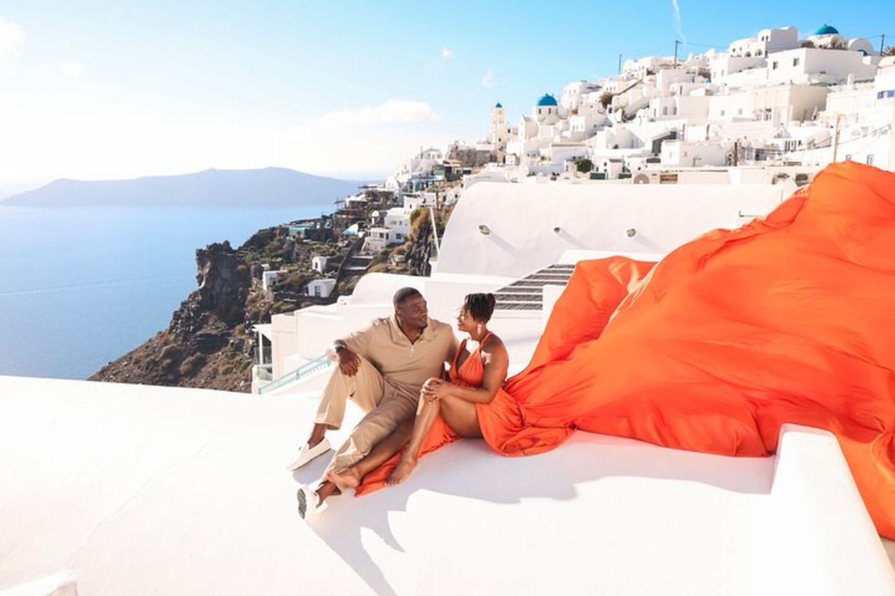 Esclusivo servizio fotografico di Santorini Flying Dress con pickup — 7