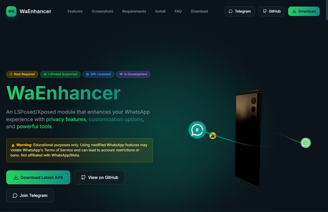 WaEnhancer - Web Landing Page project by Benushika Ishara