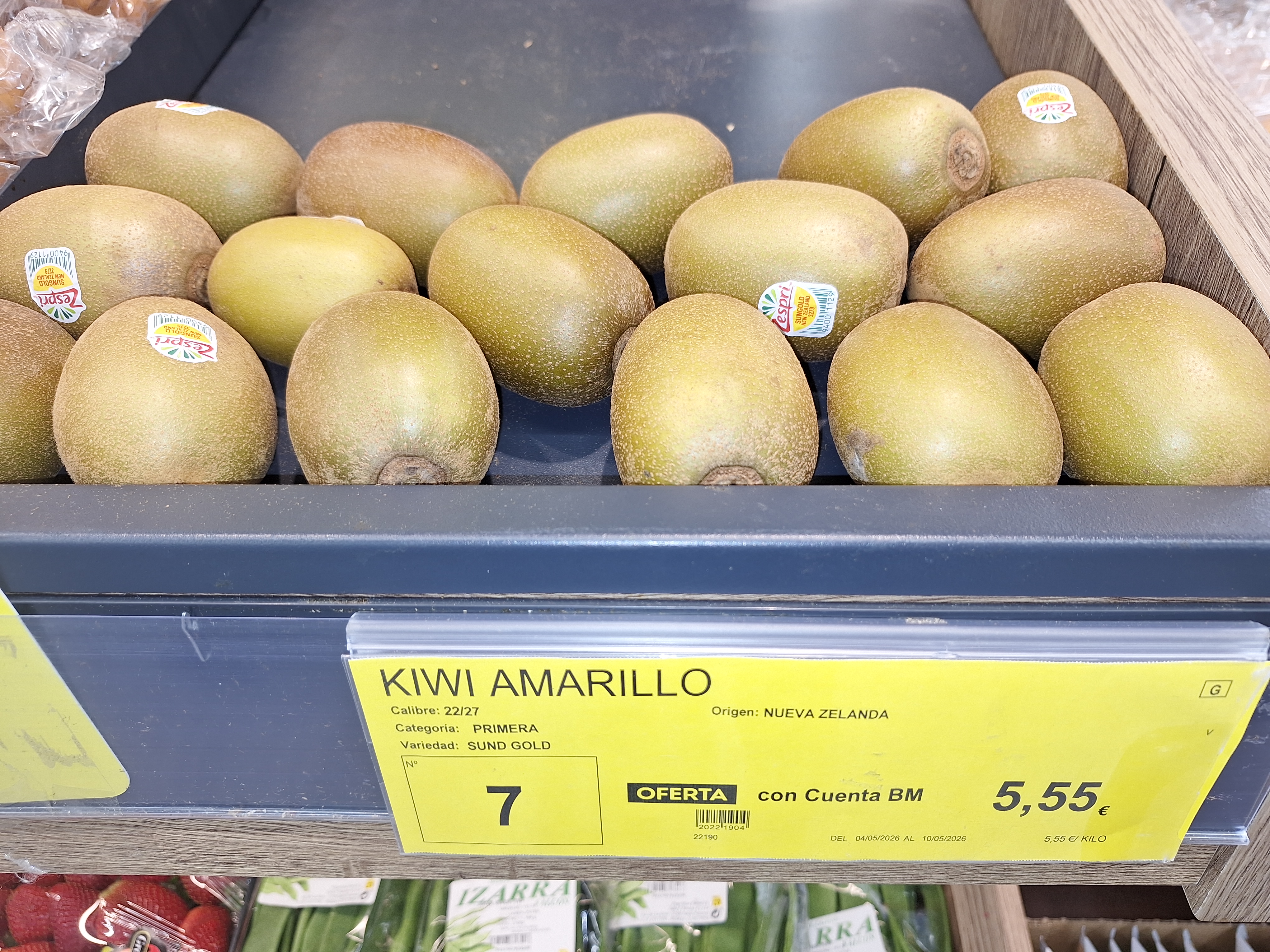 Precio del kiwi amarillo