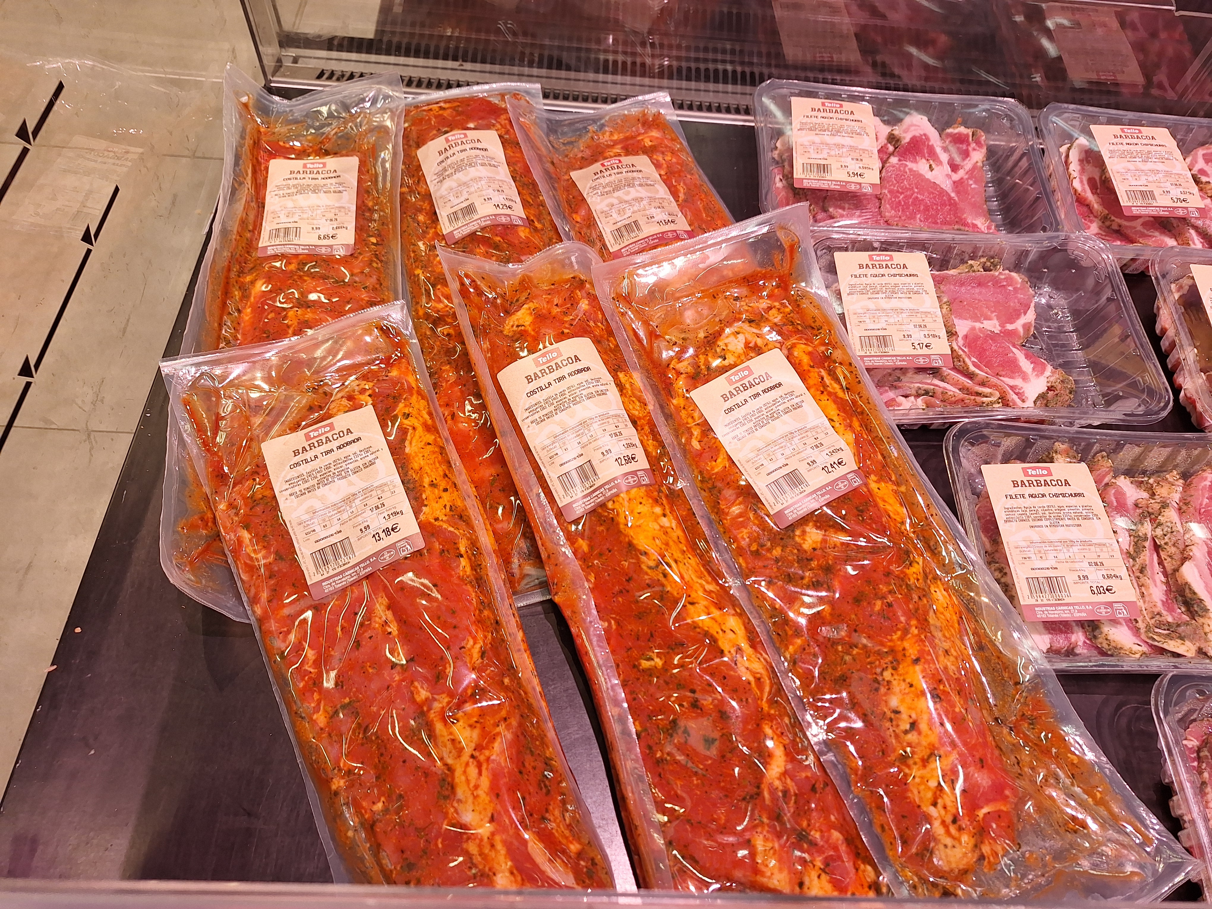 Ingredientes de la tira de costilla adobada Tello