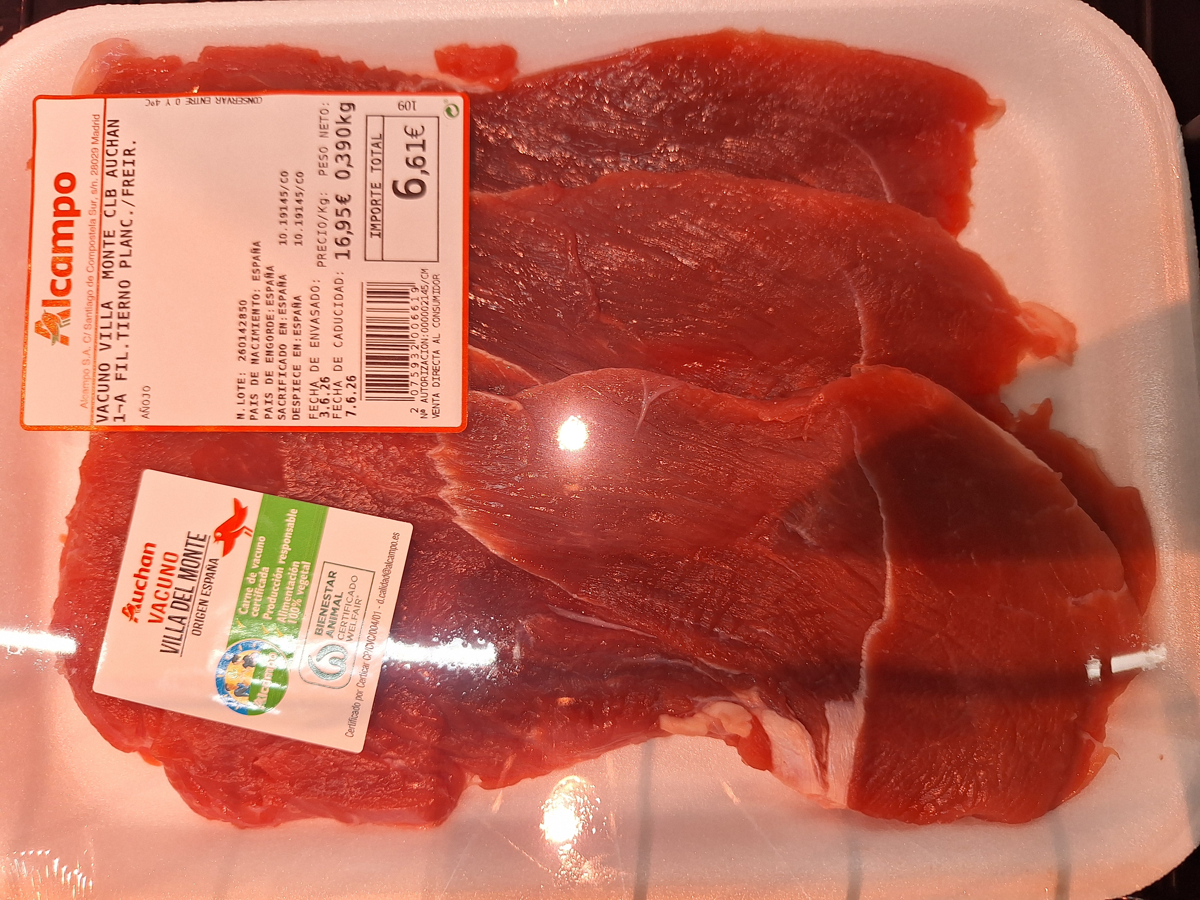 Filetes de añojo Villa del Monte en Alcampo