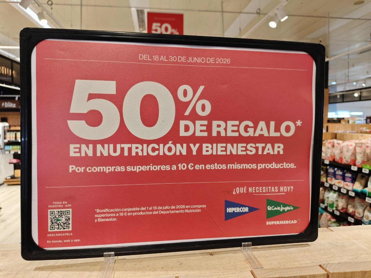 Lineal de productos saludables en El Corte Inglés