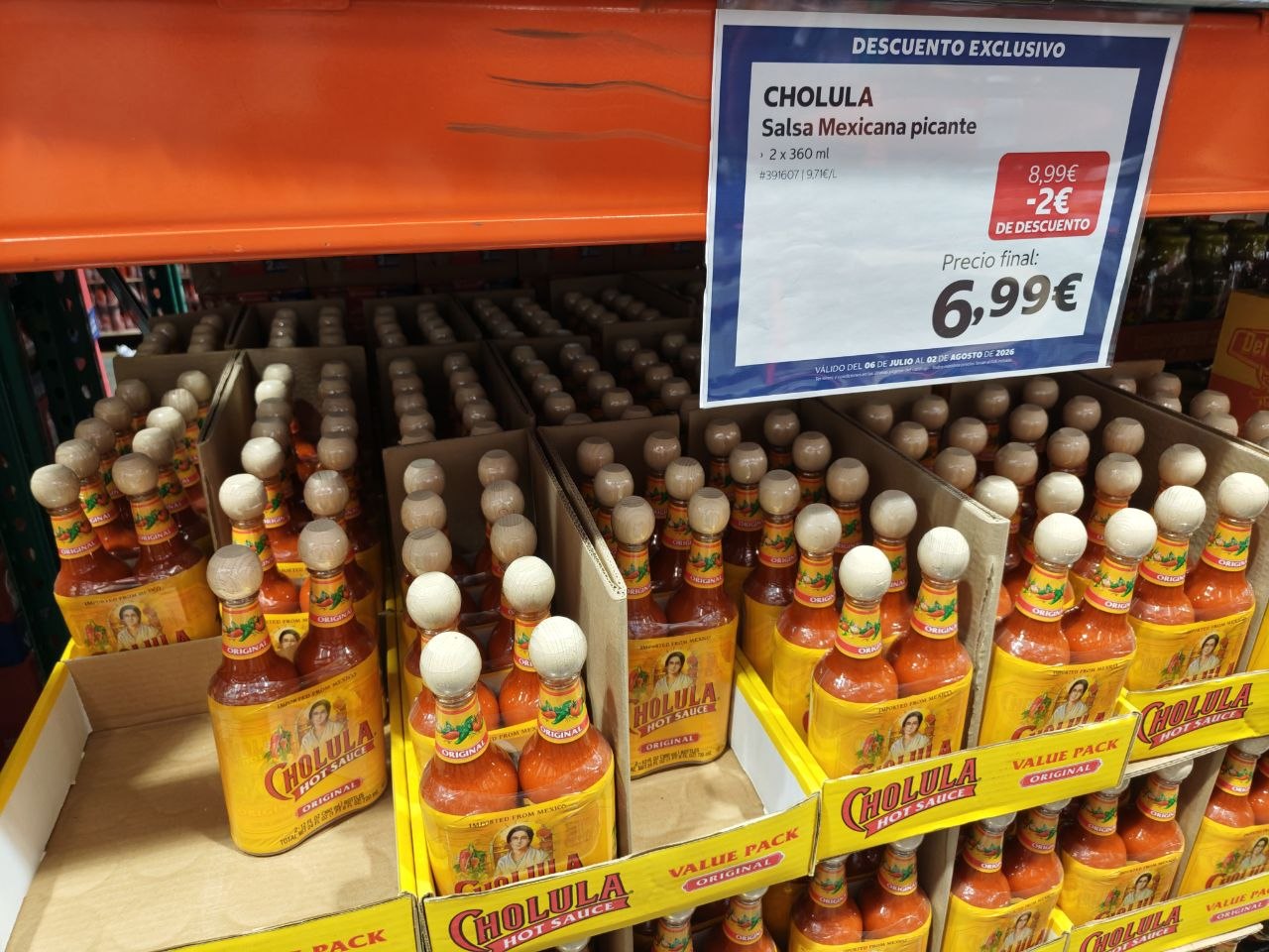 Precio del pack doble Cholula Hot Sauce en Costco