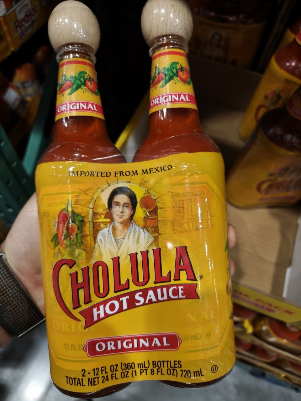Botella de Cholula Hot Sauce con tapón de madera
