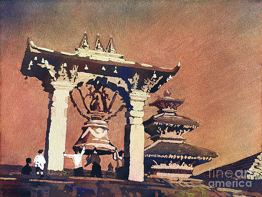 Patan Durbar Square Watercolor Painting