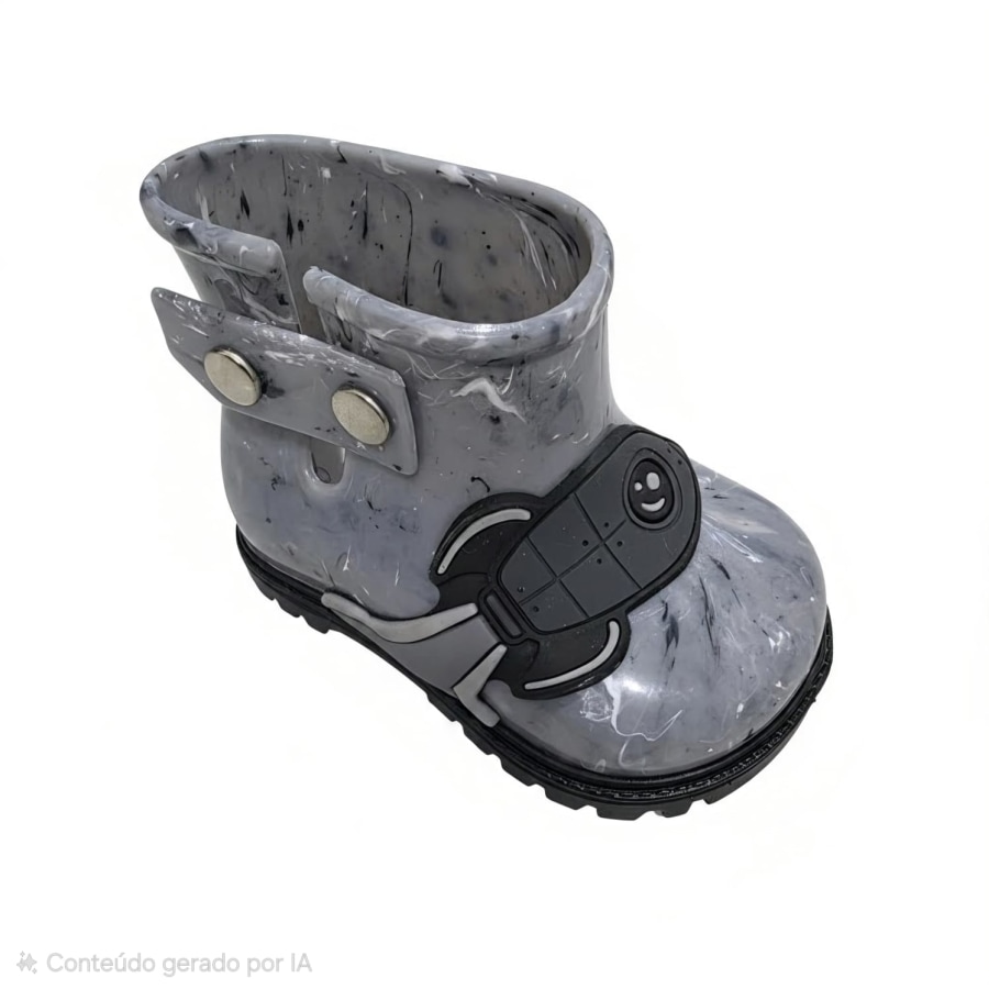 Bota Galocha Infantil Foguete Cinza Mescla - Pimpolho