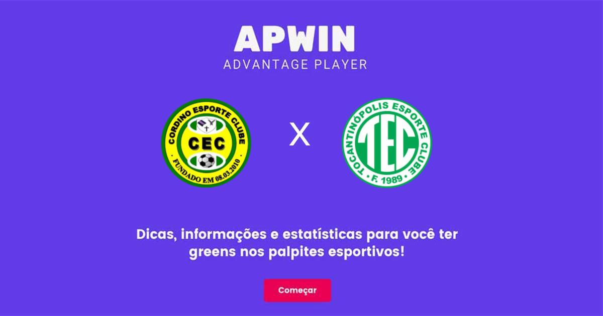 Cordino x Tocantin&oacute;polis Estat&iacute;sticas | 14/06/2023 | APWin