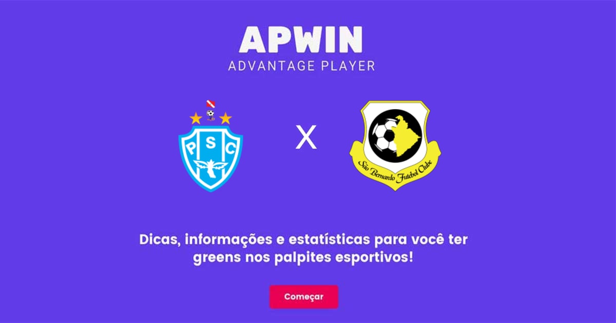 Paysandu x S&atilde;o Bernardo Estat&iacute;sticas | 12/06/2023 | APWin