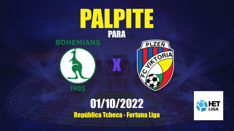 Palpite Bohemians 1905 x Viktoria Plzeň: 01/10/2022 - República Tcheca Fortuna Liga