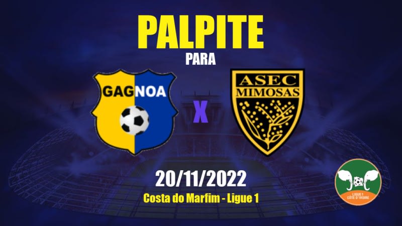 Palpite Sporting Gagnoa x ASEC Mimosas: 20/11/2022 - Costa do Marfim Ligue 1