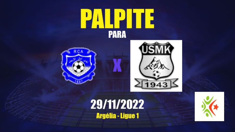 Palpite RC Arbaâ x USM Khenchela: 29/11/2022 - Argélia Ligue 1