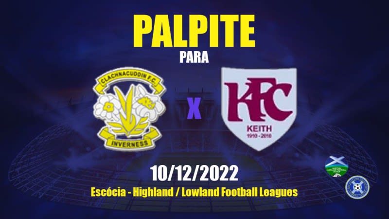 Palpite Clachnacuddin x Keith: 10/12/2022 - Escócia Highland / Lowland Football Leagues