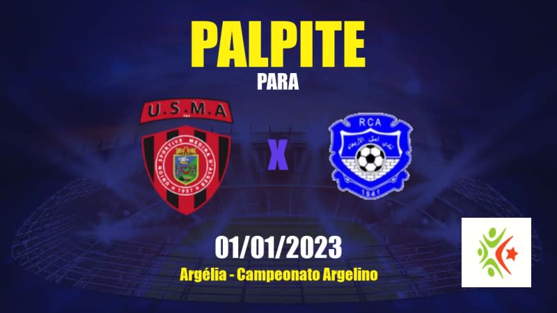 Palpite USM Alger x RC Arbaâ: 01/01/2023 - Campeonato Argelino