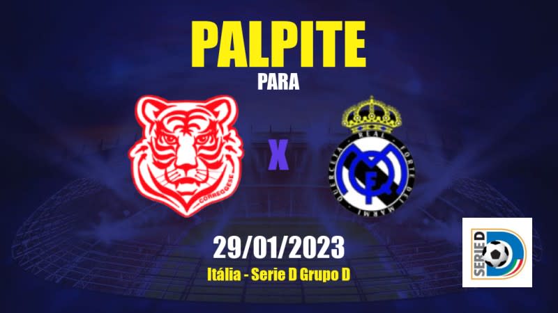 Palpite Correggese x Real Forte Querceta: 29/01/2023 - Serie D Grupo D