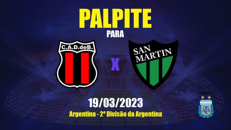 Palpite Defensores de Belgrano x San Martín San Juan: 19/03/2023 - 2º Divisão da Argentina