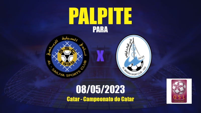 Palpite Al Sailiya x Al Wakrah: 08/05/2023 - Campeonato do Catar